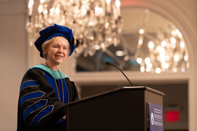 Amb. Aldona Wos speaking at Commencement 2025